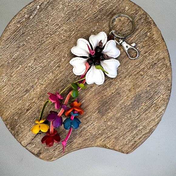 Leather Flower Purse Charm Genuine Leather Bag Charm NEW FAST SHIP - Picture 5 of 7